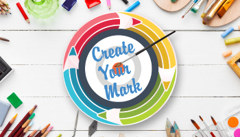 craft supplies with the text, 'Create Your Mark'